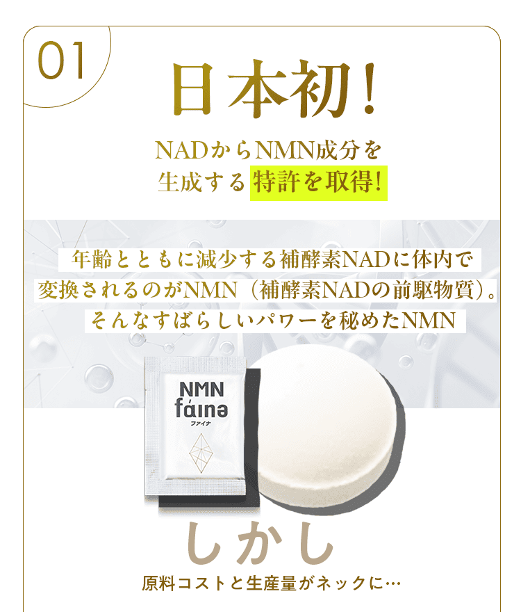 日本初！NADからNMN成分を生成する特許を取得！